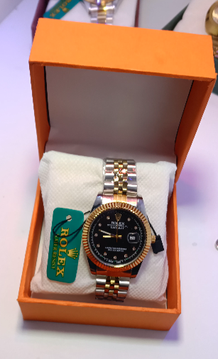 Rolex-Style AAA+ Black Dial Steel Watch – Master Lock + Date Display