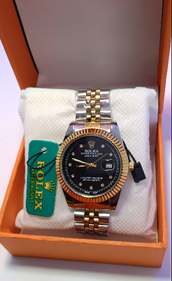 Rolex-Style AAA+ Black Dial Steel Watch – Master Lock + Date Display