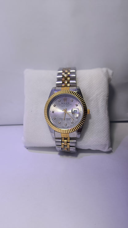 Rolex-Style AAA+ Two-Tone (Gold & Silver) Steel Watch – Master Lock • Date Display
