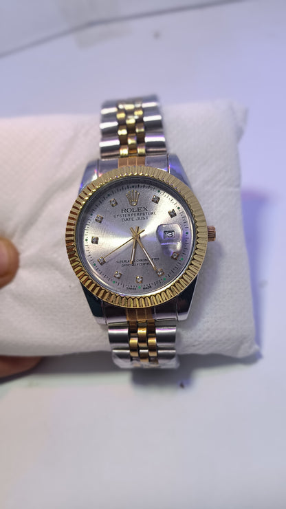 Rolex-Style AAA+ Two-Tone (Gold & Silver) Steel Watch – Master Lock • Date Display
