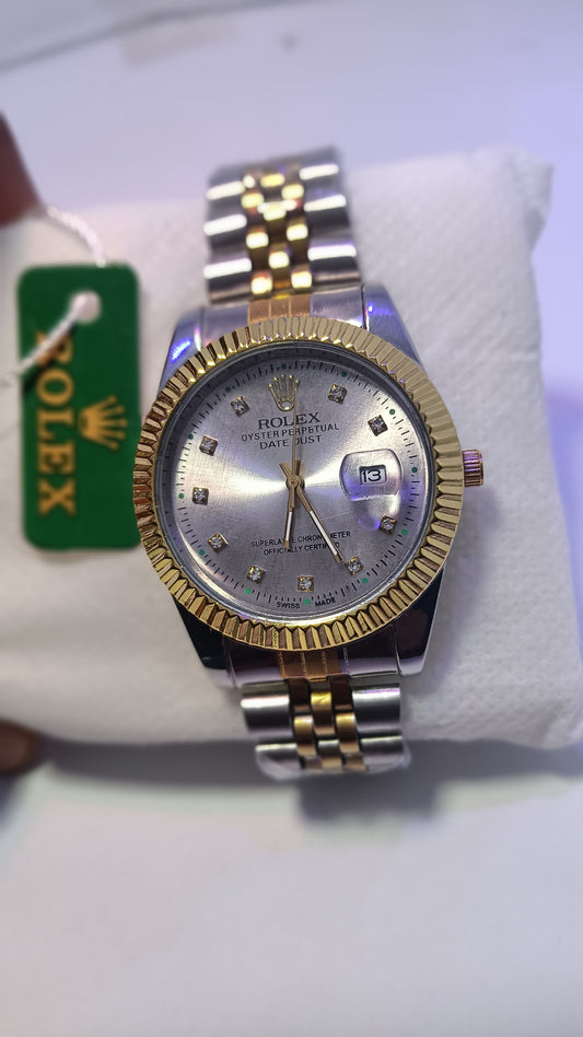 Rolex-Style AAA+ Two-Tone (Gold & Silver) Steel Watch – Master Lock • Date Display