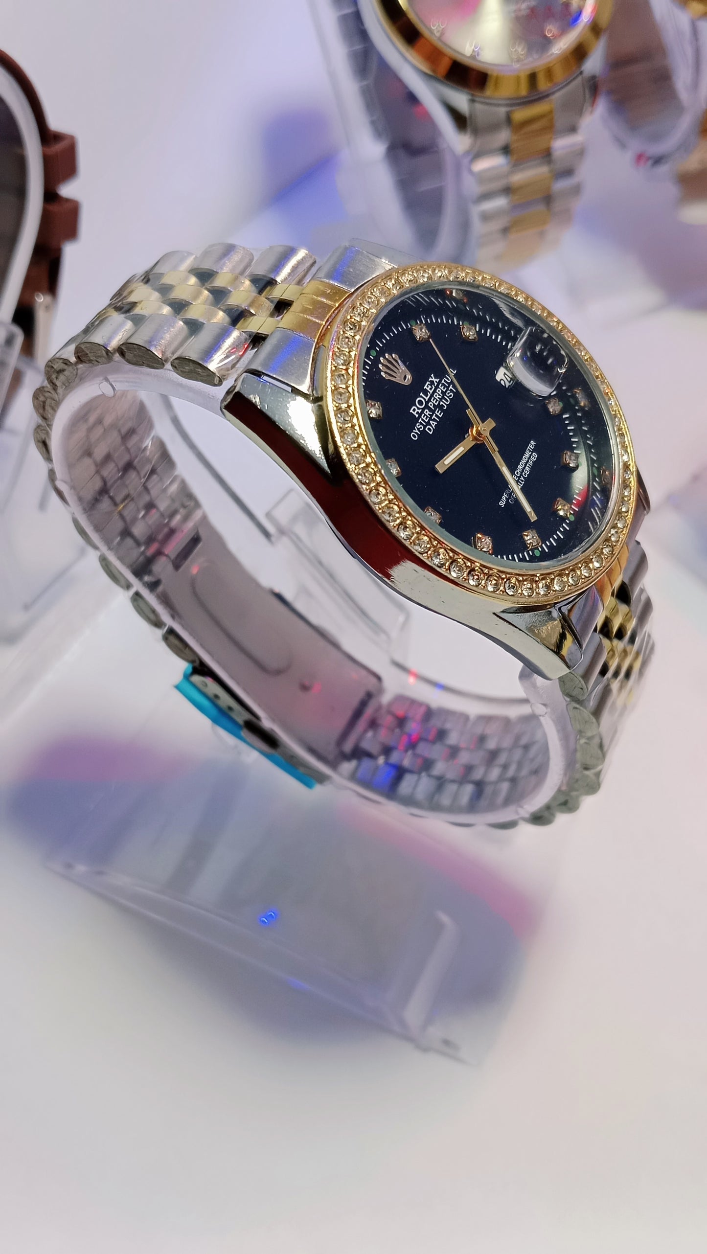 Ladies Rolex-Inspired Black Dial Watch – Master Lock & Functional Date